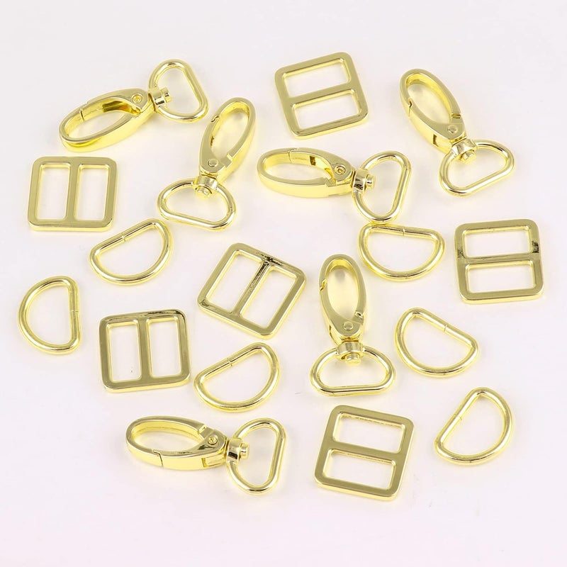 PECMER 3/4 Inch Purse Hardware for Bag Making 18 Pcs Swivel Clasp Swivel Clasp Hooks Keychain Clip Purse Strap Chains Hardware D Rings for Purse Buckle Straps 20mm Gold - Image 3